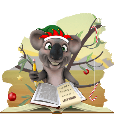 Kev the Koala is making his Christmas wish list